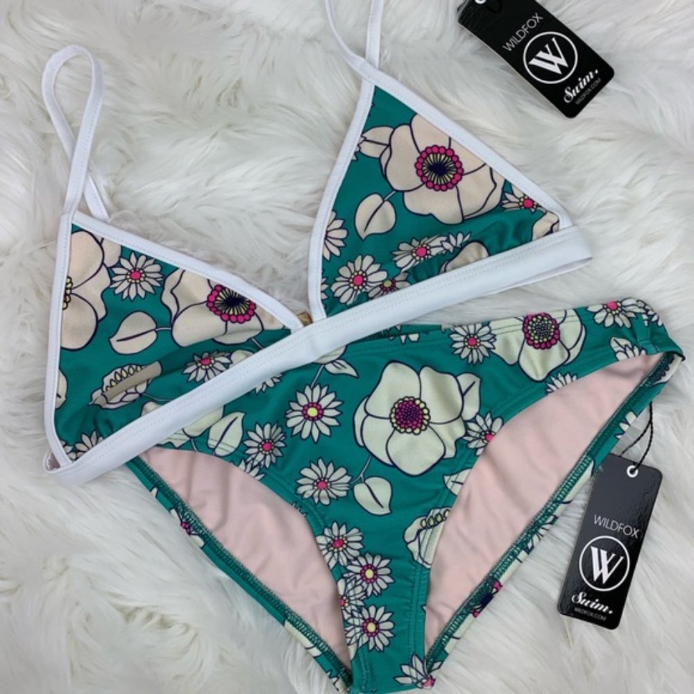 Wildfox Floral Sixties Triangle Bikini Set